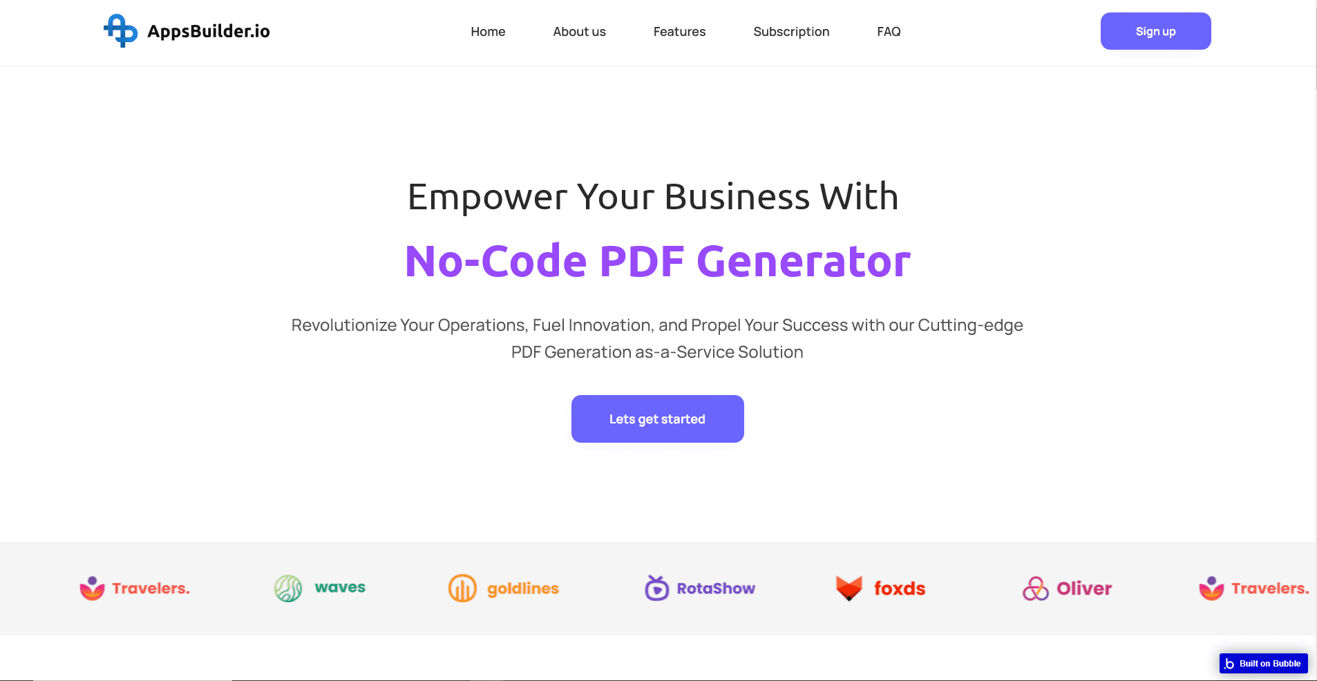 NoCode PDF Platform Screenshot